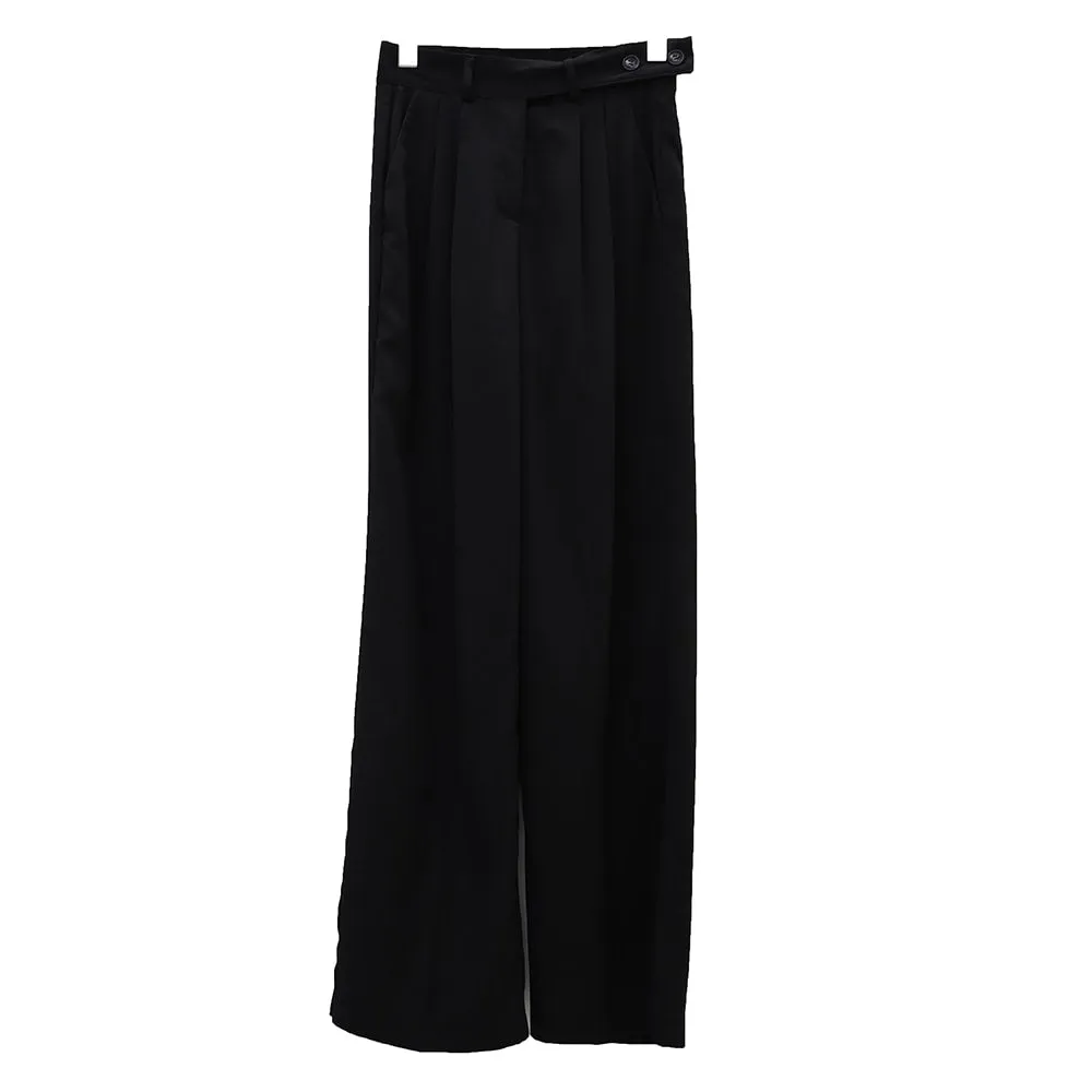 Side Double Button Wide Leg Tailored Pants OA08