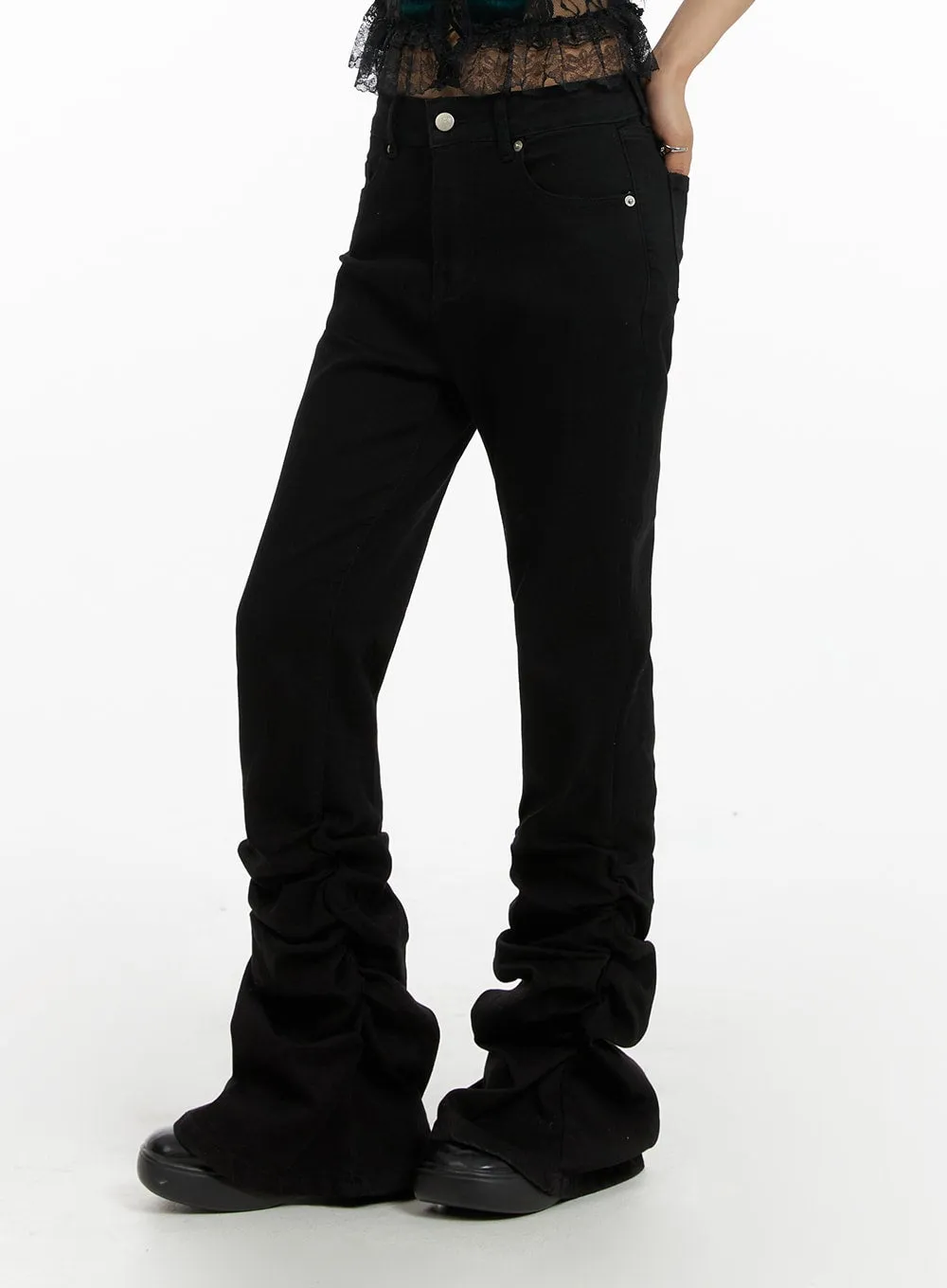 Slim Fit Shirred Bootcut Pants CF429