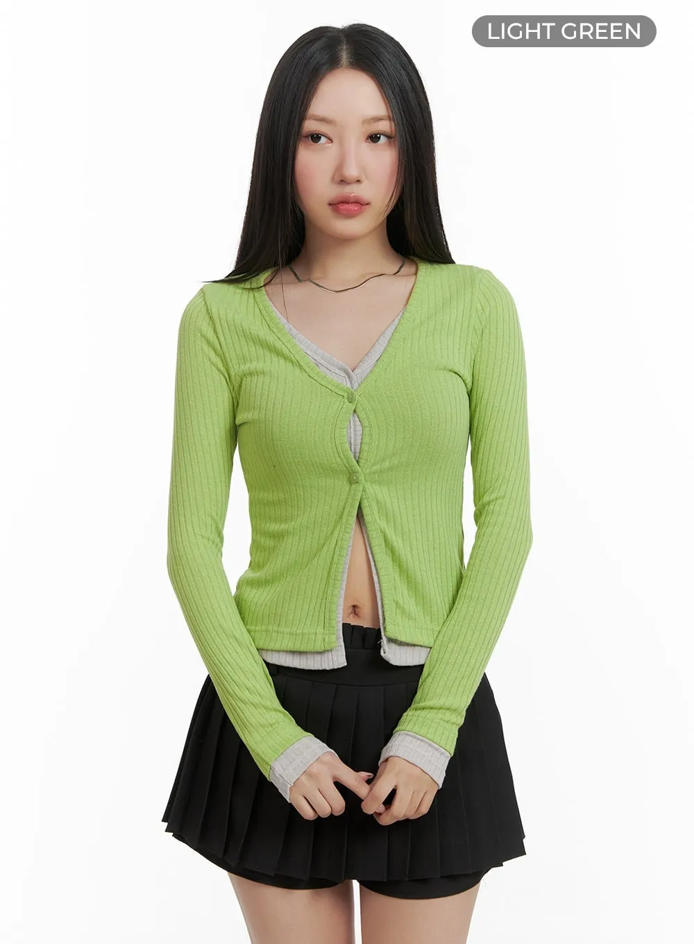 Slim Fit V-Neck Layered Top CA409