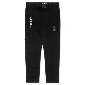 Slim Fit Low Crotch Chino Pants - Black