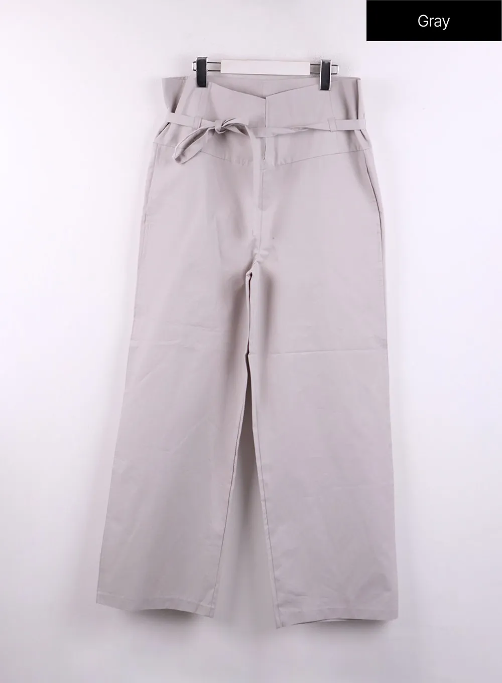 Solid Detail Waist Straight Pants CF406