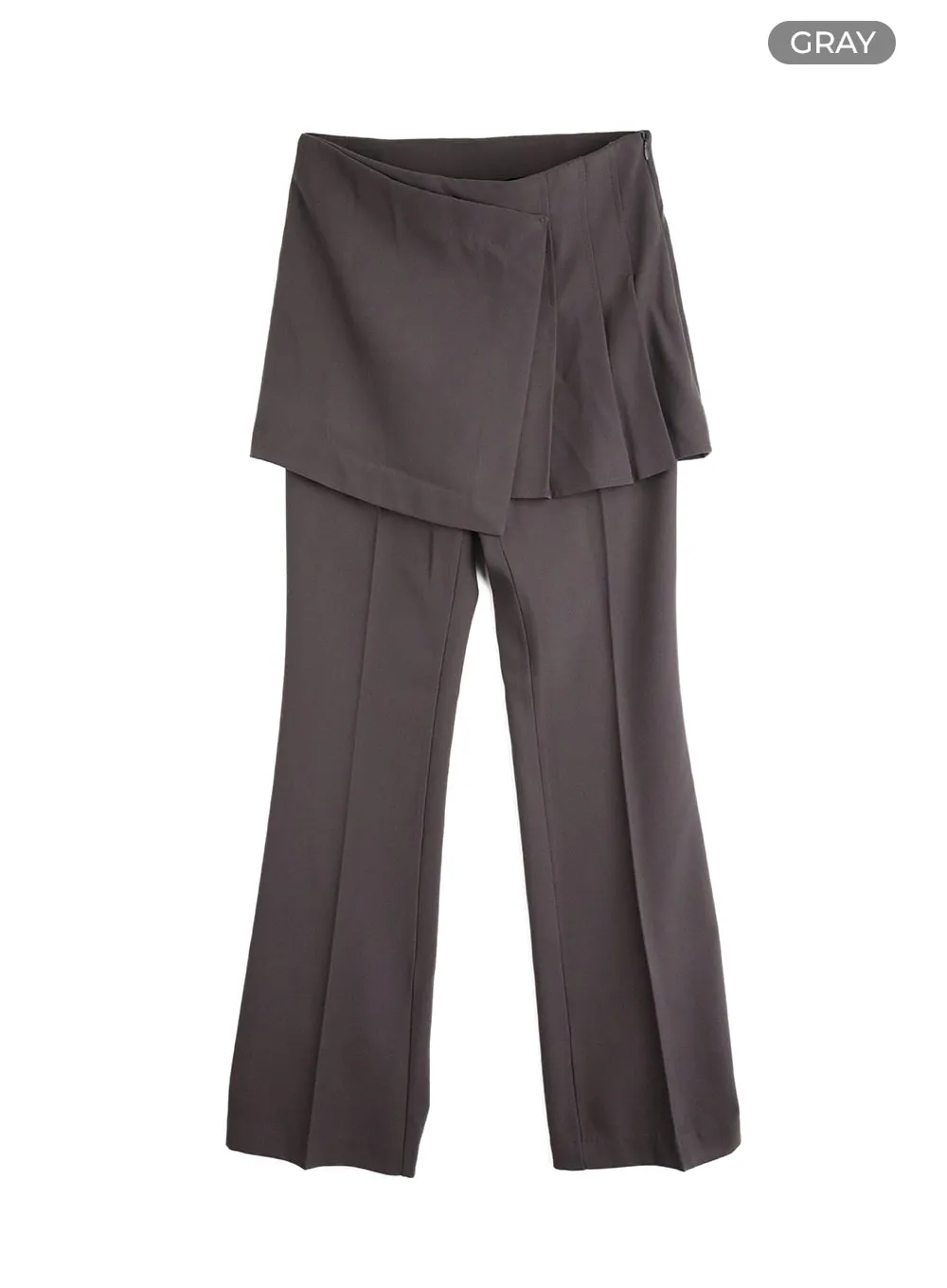 Solid Skirt Layered Straight Leg Pants CM412