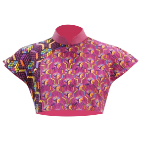 SPARKLE BY KAREN CHAN x  HK Heritage Museum【PUZZLE CUBE】100% Silk Cheongsam Cropped Top (Ruffle Sleeve) (我們的兒時玩意) (扭計骰)