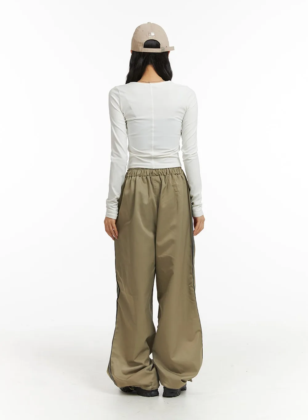 Stripe Nylon Wide Pants (UNISEX) CJ418