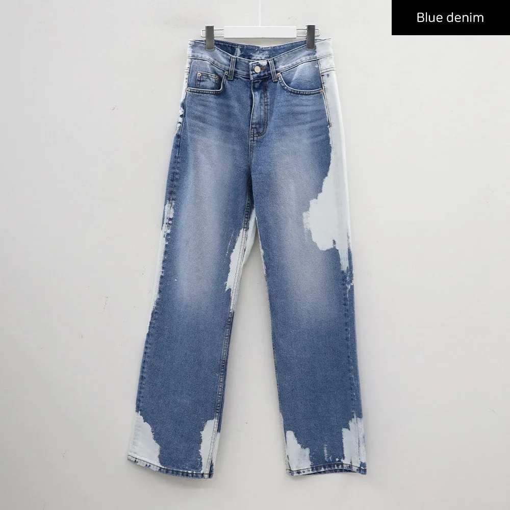 Tie-dye Wide Leg Denim Pants CJ03