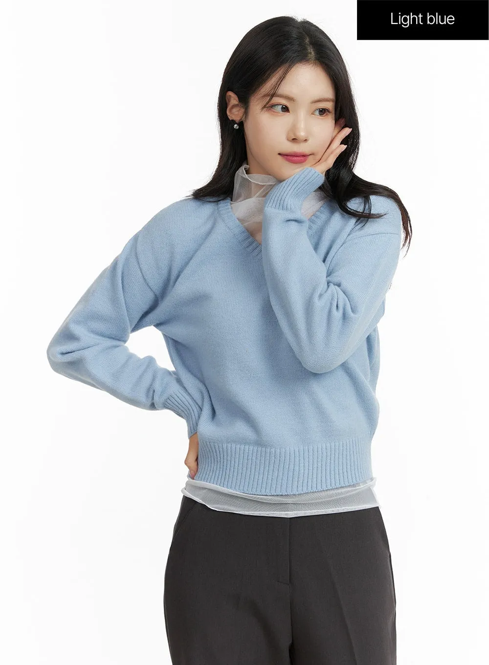 V-Neck Knit Sweater OF408