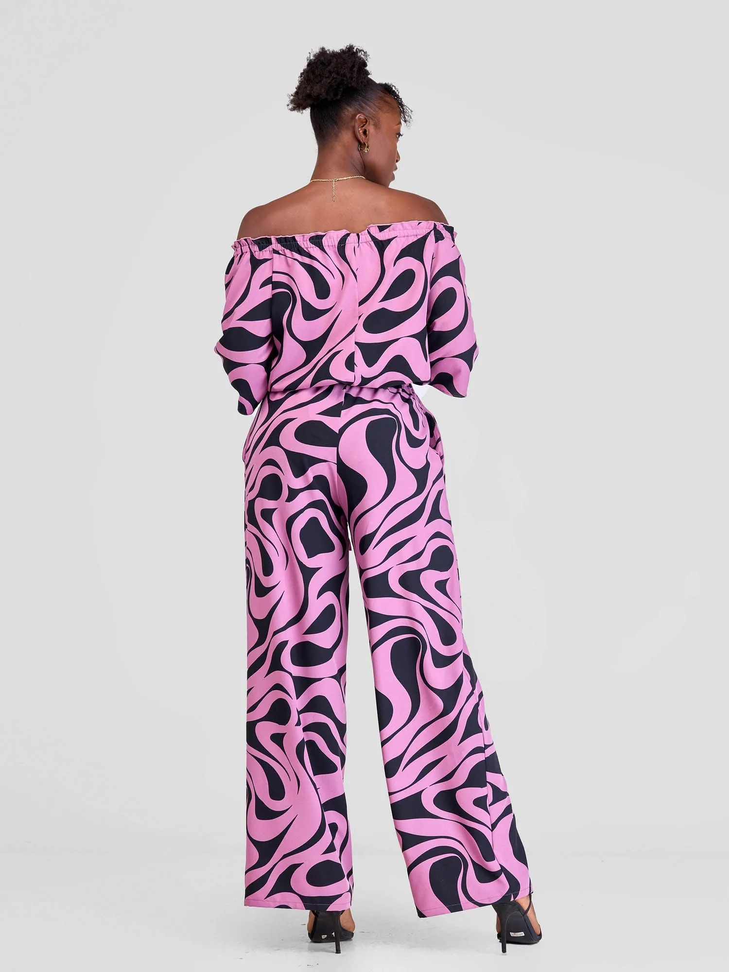 Vivo Situ Drawstring Pants - Black / Purple Tiri Print