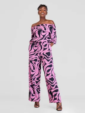 Vivo Situ Drawstring Pants - Black / Purple Tiri Print