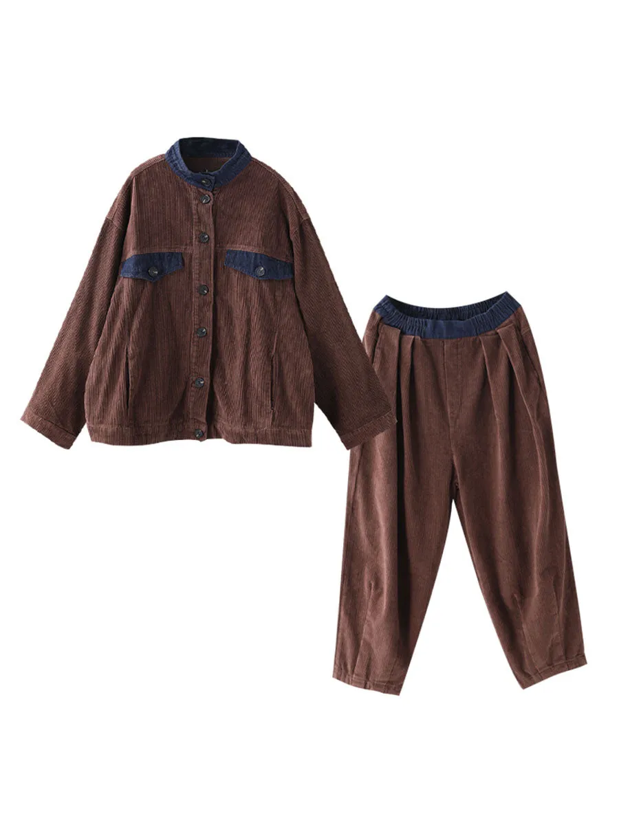 Women Autumn Vintage Coat   Harem Pants Sets